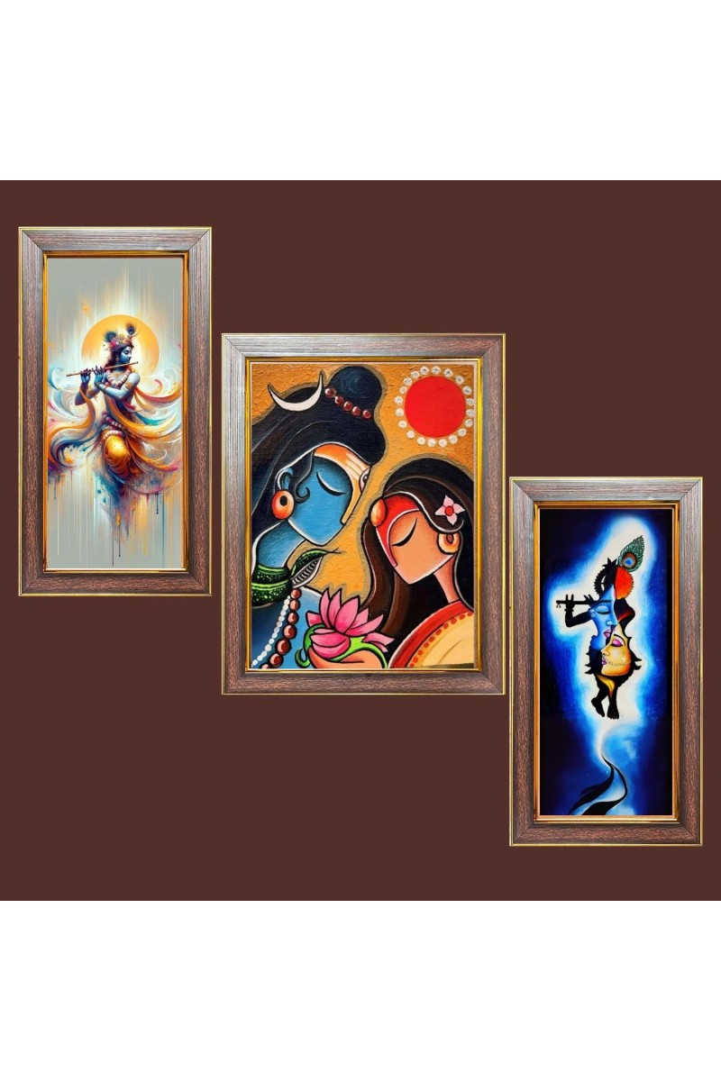 3-Pack Divine god painting Photo Frames - 2 Pieces 6x13 Inch & 1 Piece 10x13 Inch - Rustic Wall Art for Home & Office Decor - Botanical Wall Hanging for Living Room, Bedroom, or Workspa