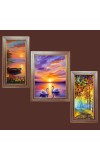 3-Pack Calmness of earth painting Photo Frames - 2 Pieces 6x13 Inch & 1 Piece 10x13 Inch - Rustic Wall Art for Home & Office Decor - Botanical Wall Hanging for Living Room, Bedroom, or 