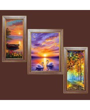 3-Pack Calmness of earth painting Photo Frames - 2 Pieces 6x13 Inch & 1 Piece 10x13 Inch - Rustic Wall Art for Home & Office Decor - Botanical Wall Hanging for Living Room, Bedroom, or 