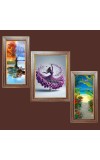 3-Pack Stunning painting Photo Frames - 2 Pieces 6x13 Inch & 1 Piece 10x13 Inch - Rustic Wall Art for Home & Office Decor - Botanical Wall Hanging for Living Room, Bedroom, or Workspace