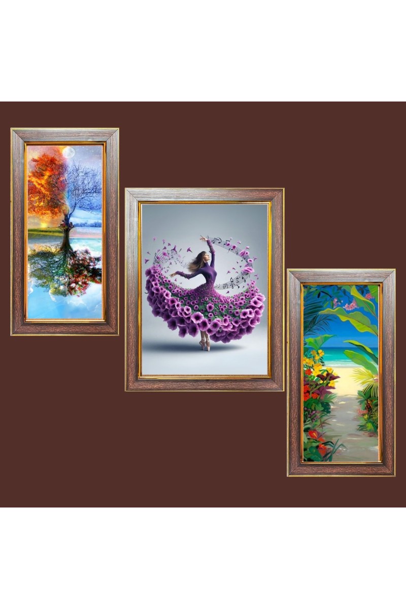 3-Pack Stunning painting Photo Frames - 2 Pieces 6x13 Inch & 1 Piece 10x13 Inch - Rustic Wall Art for Home & Office Decor - Botanical Wall Hanging for Living Room, Bedroom, or Workspace