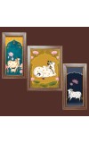 3-Pack Gomatha cow painting Photo Frames - 2 Pieces 6x13 Inch & 1 Piece 10x13 Inch - Rustic Wall Art for Home & Office Decor - Botanical Wall Hanging for Living Room, Bedroom, or Worksp