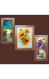 3-Pack Beautiful Garden paiting Photo Frames - 2 Pieces 6x13 Inch & 1 Piece 10x13 Inch - Rustic Wall Art for Home & Office Decor - Botanical Wall Hanging for Living Room, Bedroom, or Wo
