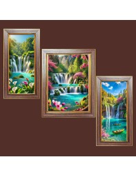 3-Pack Best waterfall view Photo Frames - 2 Pieces 6x13 Inch & 1 Piece 10x13 Inch - Rustic Wall Art for Home & Office Decor - Botanical Wall Hanging for Living Room, Bedroom, or Workspa