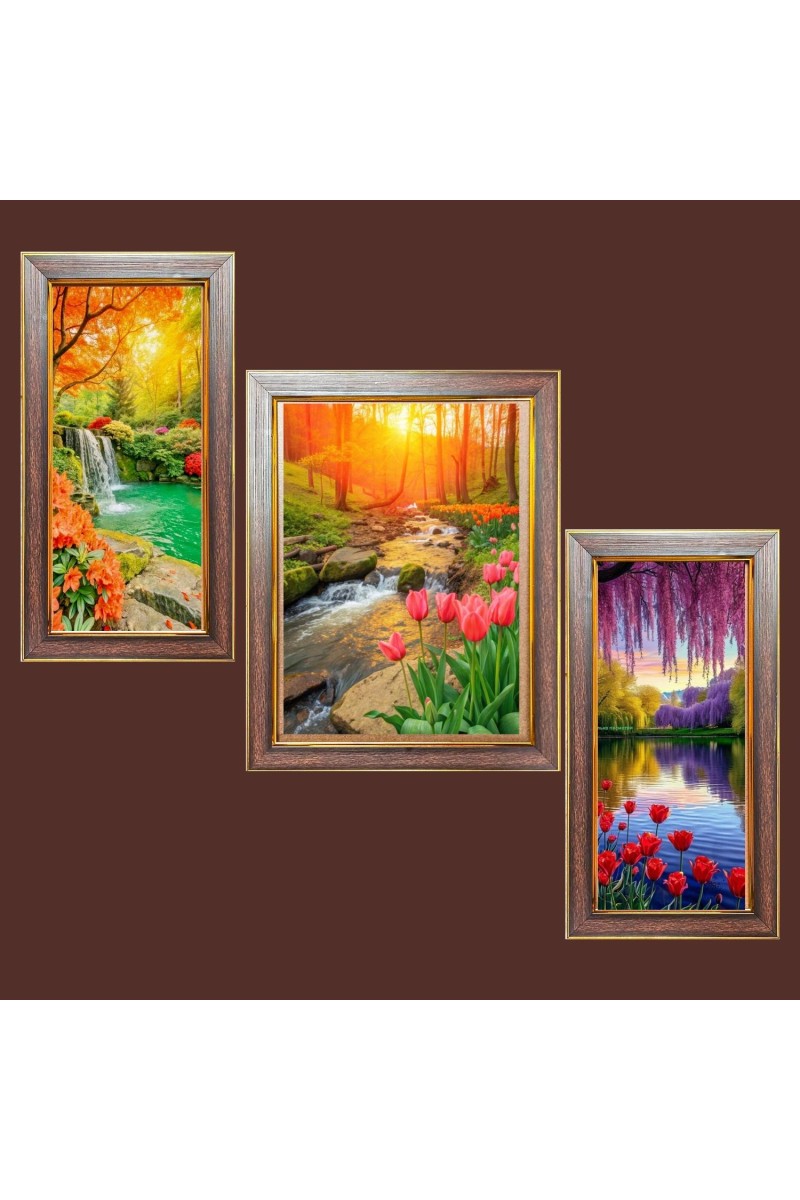 3-Pack Elegant nature Photo Frames - 2 Pieces 6x13 Inch & 1 Piece 10x13 Inch - Rustic Wall Art for Home & Office Decor - Botanical Wall Hanging for Living Room, Bedroom, or Workspace