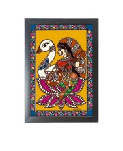 Beautiful Beautiful Madhubani Saraswati Photo Frame - 11x15 Inch Black 1-Inch Frame with Mount Paper - Perfect for Home Decor, Living Room & Office