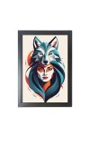 Beautiful Beautiful Vector Girl With Dog Photo Frame - 11x15 Inch Black 1-Inch Frame with Mount Paper - Perfect for Home Decor, Living Room & Office