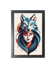 Beautiful Beautiful Vector Girl With Dog Photo Frame - 11x15 Inch Black 1-Inch Frame with Mount Paper - Perfect for Home Decor, Living Room & Office