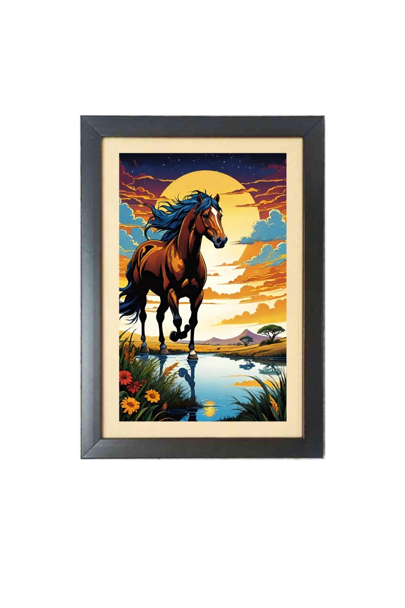 Beautiful Beautiful Running Horse Photo Frame - 11x15 Inch Black 1-Inch Frame with Mount Paper - Perfect for Home Decor, Living Room & Office
