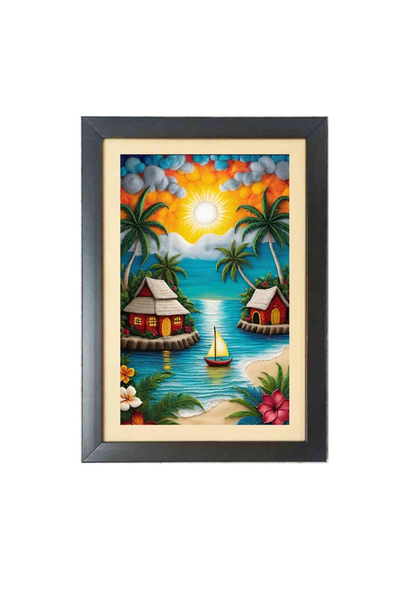 Beautiful Beautiful Sunset with house Photo Frame - 11x15 Inch Black 1-Inch Frame with Mount Paper - Perfect for Home Decor, Living Room & Office