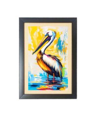 Beautiful Beautiful Colorful Pelican Photo Frame - 11x15 Inch Black 1-Inch Frame with Mount Paper - Perfect for Home Decor, Living Room & Office