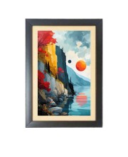 Beautiful Beautiful Mountain with river Photo Frame - 11x15 Inch Black 1-Inch Frame with Mount Paper - Perfect for Home Decor, Living Room & Office