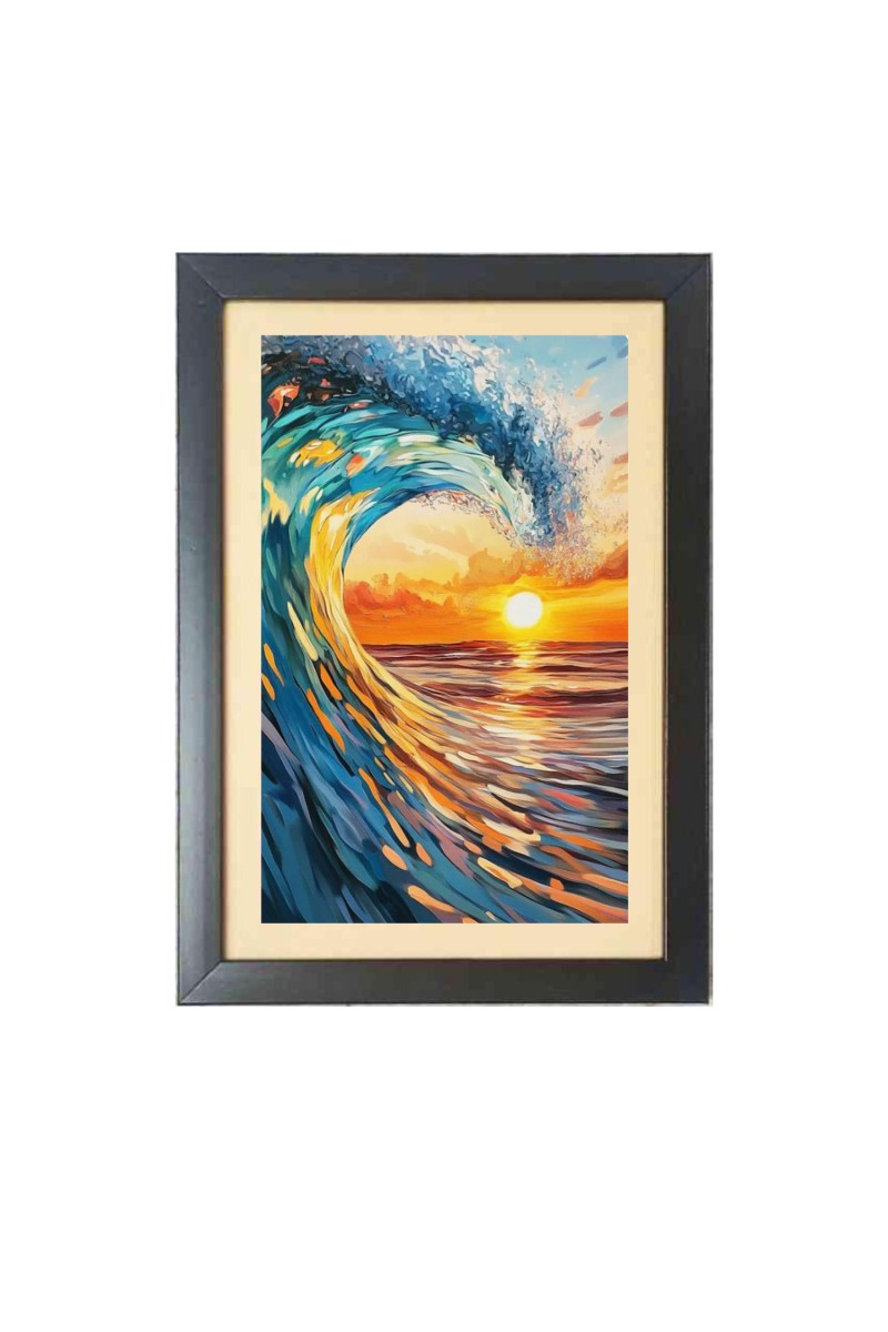 Beautiful Beautiful Sunset with river Photo Frame - 11x15 Inch Black 1-Inch Frame with Mount Paper - Perfect for Home Decor, Living Room & Office