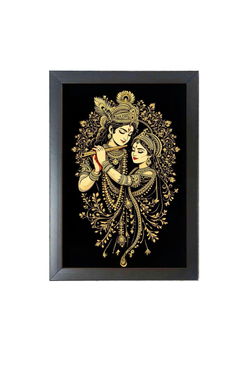 Beautiful Beautiful Radha Krishna Photo Frame - 11x15 Inch Black 1-Inch Frame with Mount Paper - Perfect for Home Decor, Living Room & Office