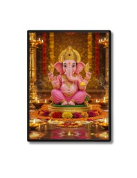 Lord Ganesh Laminated Photo  - 5x7 Inches, Divine Blessings for Home & Office and Temple Decoration