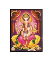 Lord Ganesh Laminated Photo  - 5x7 Inches, Divine Blessings for Home & Office and Temple Decoration