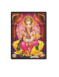 Lord Ganesh Laminated Photo  - 5x7 Inches, Divine Blessings for Home & Office and Temple Decoration