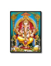 Lord Ganesh Laminated Photo  - 5x7 Inches, Divine Blessings for Home & Office and Temple Decoration