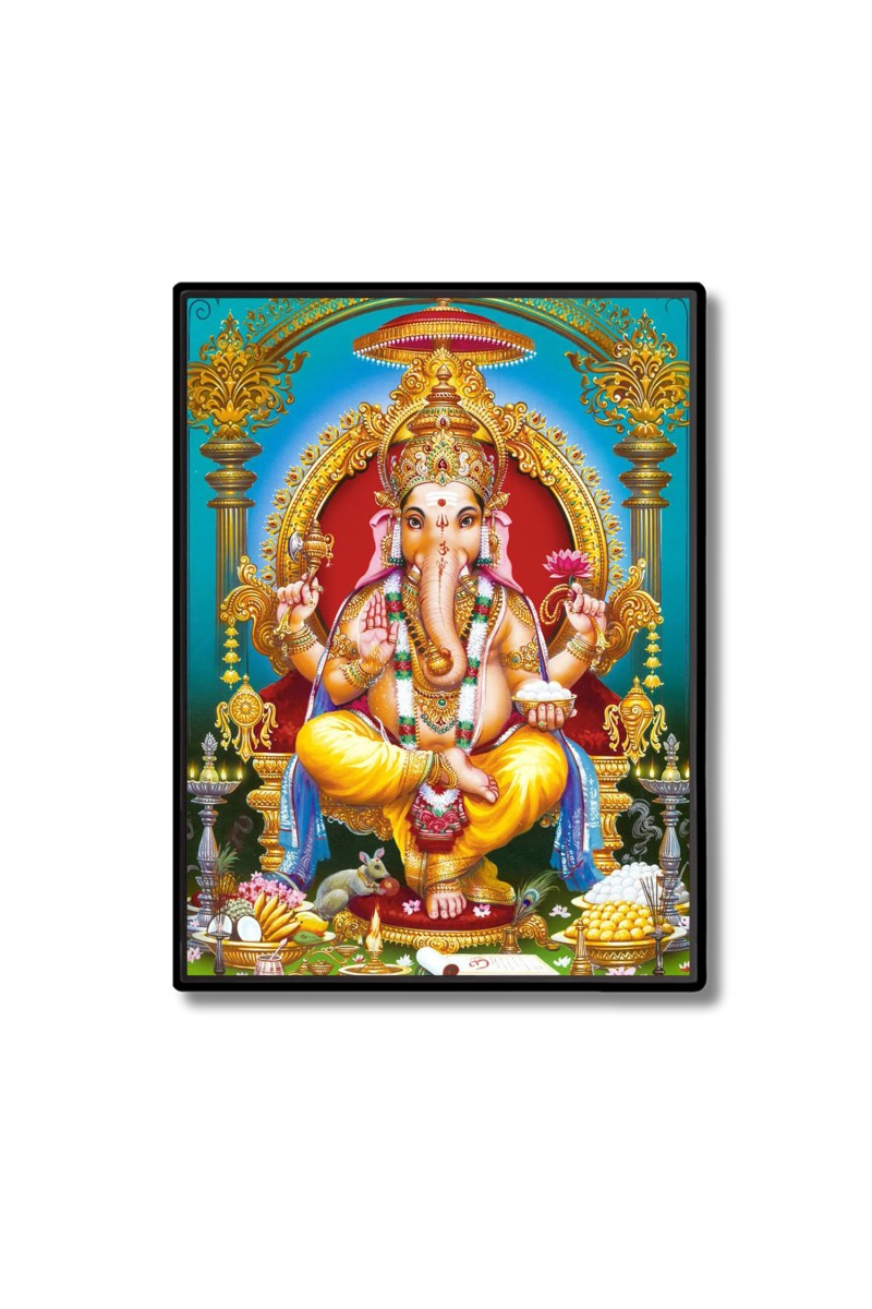 Lord Ganesh Laminated Photo  - 5x7 Inches, Divine Blessings for Home & Office and Temple Decoration