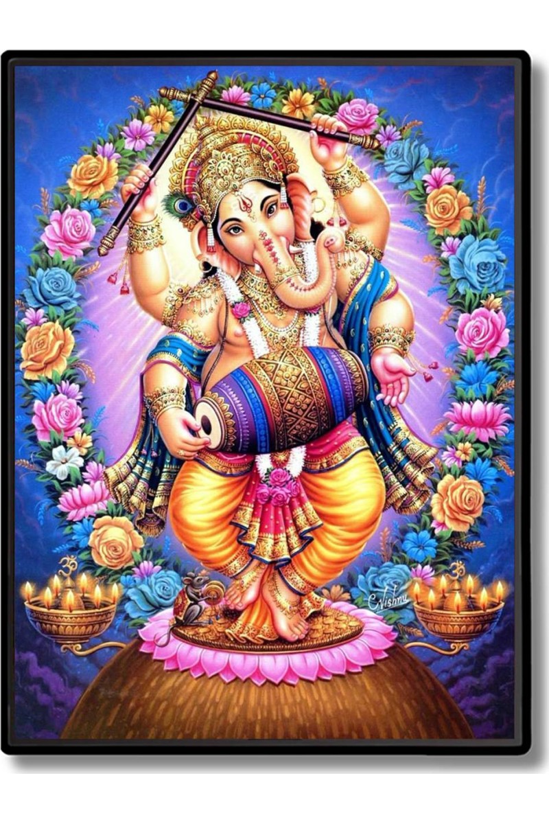 Lord Ganesh Laminated Photo  - 5x7 Inches, Divine Blessings for Home & Office and Temple Decoration