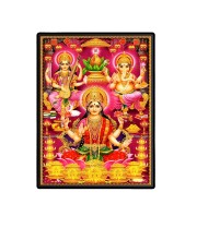 Maa Lakshmi Maa Saraswati & Ganesha  Laminated Photo  - 5x7 Inches, Divine Blessings for Home & Office and Temple Decoration