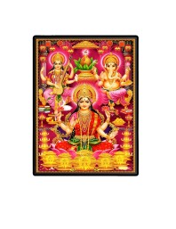 Maa Lakshmi Maa Saraswati & Ganesha  Laminated Photo  - 5x7 Inches, Divine Blessings for Home & Office and Temple Decoration