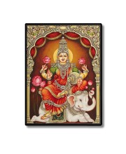 GajaMaa Lakshmi Laminated Photo  - 5x7 Inches, Divine Blessings for Home & Office and Temple Decoration