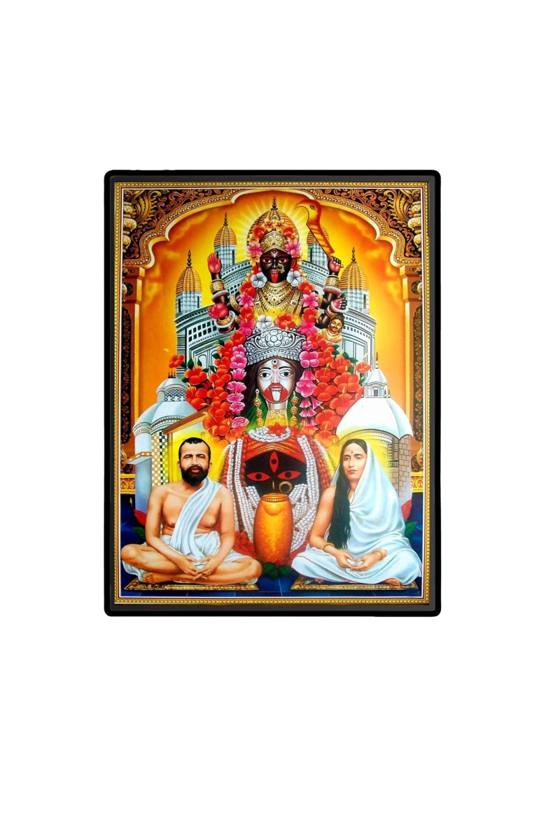 Maa Kali, Sri Ramakrishna Paramahamsa & Sarada Devi Laminated Photo  - 5x7 Inches, Divine Blessings for Home & Office and Temple Decoration