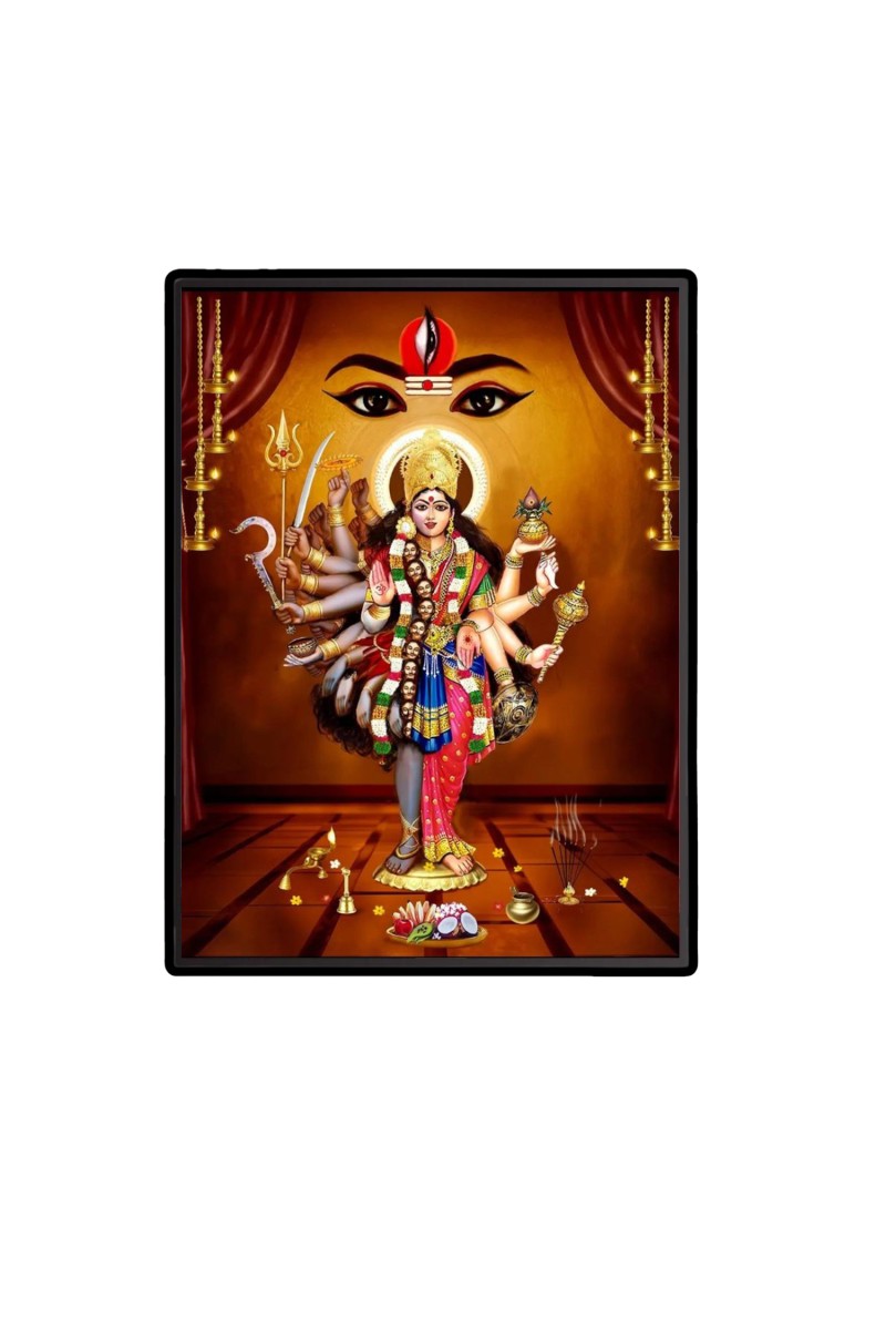 Maa Kali and Maa Durga  Laminated Photo  - 5x7 Inches, Divine Blessings for Home & Office and Temple Decoration