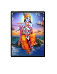 Sri Krishna Laminated Photo  - 5x7 Inches, Divine Blessings for Home & Office and Temple Decoration