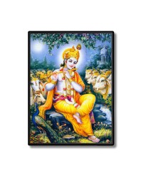 Sri Krishna Laminated Photo  - 5x7 Inches, Divine Blessings for Home & Office and Temple Decoration
