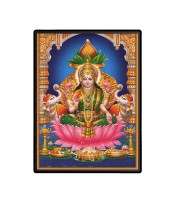 Maa Lakshmi Laminated Photo  - 5x7 Inches, Divine Blessings for Home & Office and Temple Decoration