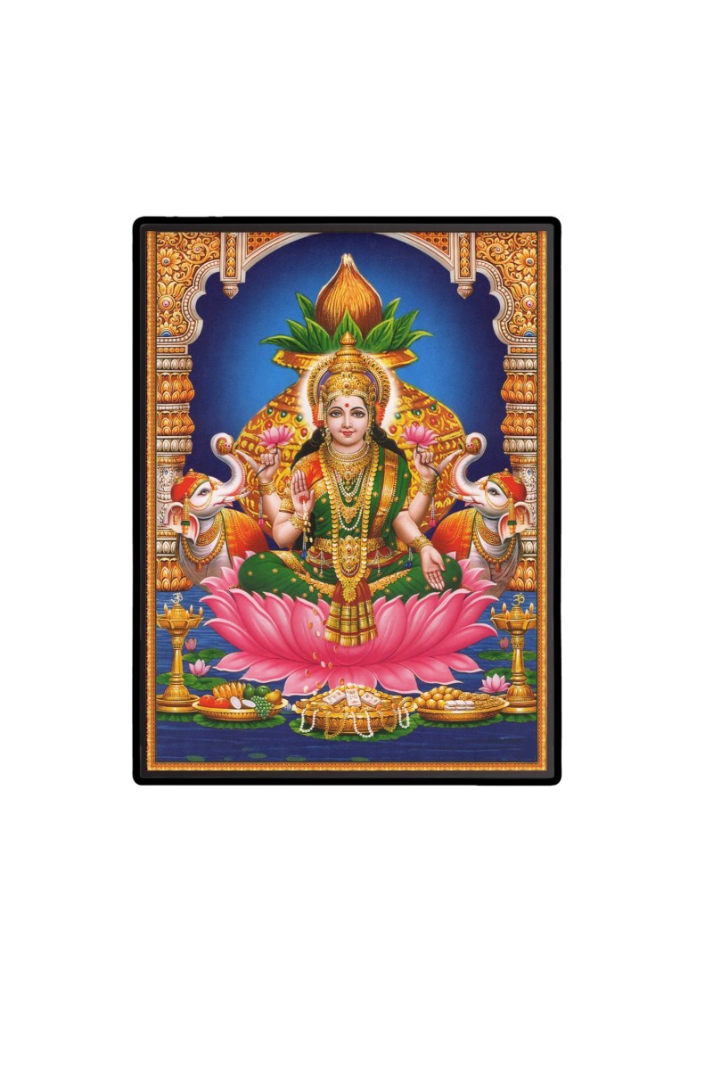 Maa Lakshmi Laminated Photo  - 5x7 Inches, Divine Blessings for Home & Office and Temple Decoration