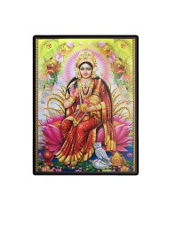 Maa Lakshmi Laminated Photo  - 5x7 Inches, Divine Blessings for Home & Office and Temple Decoration