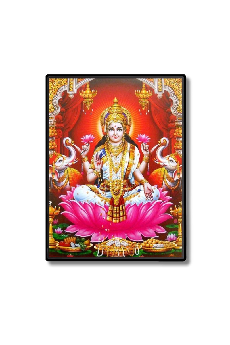 Maa Lakshmi Laminated Photo  - 5x7 Inches, Divine Blessings for Home & Office and Temple Decoration