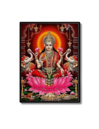 Maa Lakshmi Laminated Photo  - 5x7 Inches, Divine Blessings for Home & Office and Temple Decoration