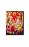 Lakshmi & Lord Ganesh Laminated Photo  - 5x7 Inches, Divine Blessings for Home & Office and Temple Decoration