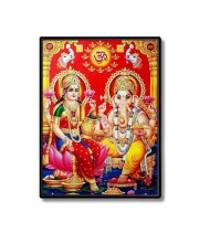 Lakshmi & Lord Ganesh Laminated Photo  - 5x7 Inches, Divine Blessings for Home & Office and Temple Decoration