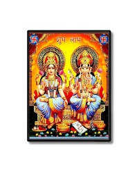Lakshmi & Lord Ganesh Laminated Photo  - 5x7 Inches, Divine Blessings for Home & Office and Temple Decoration