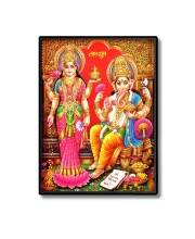 Lakshmi & Lord Ganesh Laminated Photo  - 5x7 Inches, Divine Blessings for Home & Office and Temple Decoration