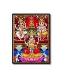 Maa Lakshmi Maa Saraswati & Lord Ganesh Laminated Photo  - 5x7 Inches, Divine Blessings for Home & Office and Temple Decoration