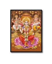 Maa Lakshmi Maa Saraswati & Lord Ganesh Laminated Photo  - 5x7 Inches, Divine Blessings for Home & Office and Temple Decoration