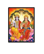 Lord Vishnu & Maa Lakshmi Laminated Photo  - 5x7 Inches, Divine Blessings for Home & Office and Temple Decoration