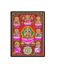 AshtaMaa Lakshmi Laminated Photo  - 5x7 Inches, Divine Blessings for Home & Office and Temple Decoration