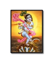 Kaaliya naag With Sri Krishna Laminated Photo  - 5x7 Inches, Divine Blessings for Home & Office and Temple Decoration