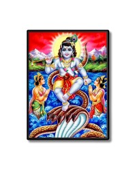 Kaaliya naag With Sri Krishna Laminated Photo  - 5x7 Inches, Divine Blessings for Home & Office and Temple Decoration