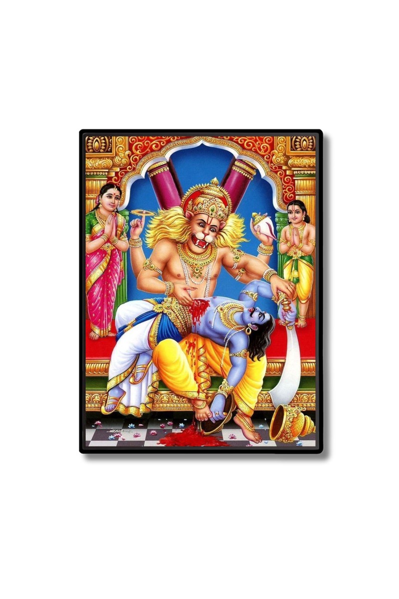 Narasimha Laminated Photo  - 5x7 Inches, Divine Blessings for Home & Office and Temple Decoration