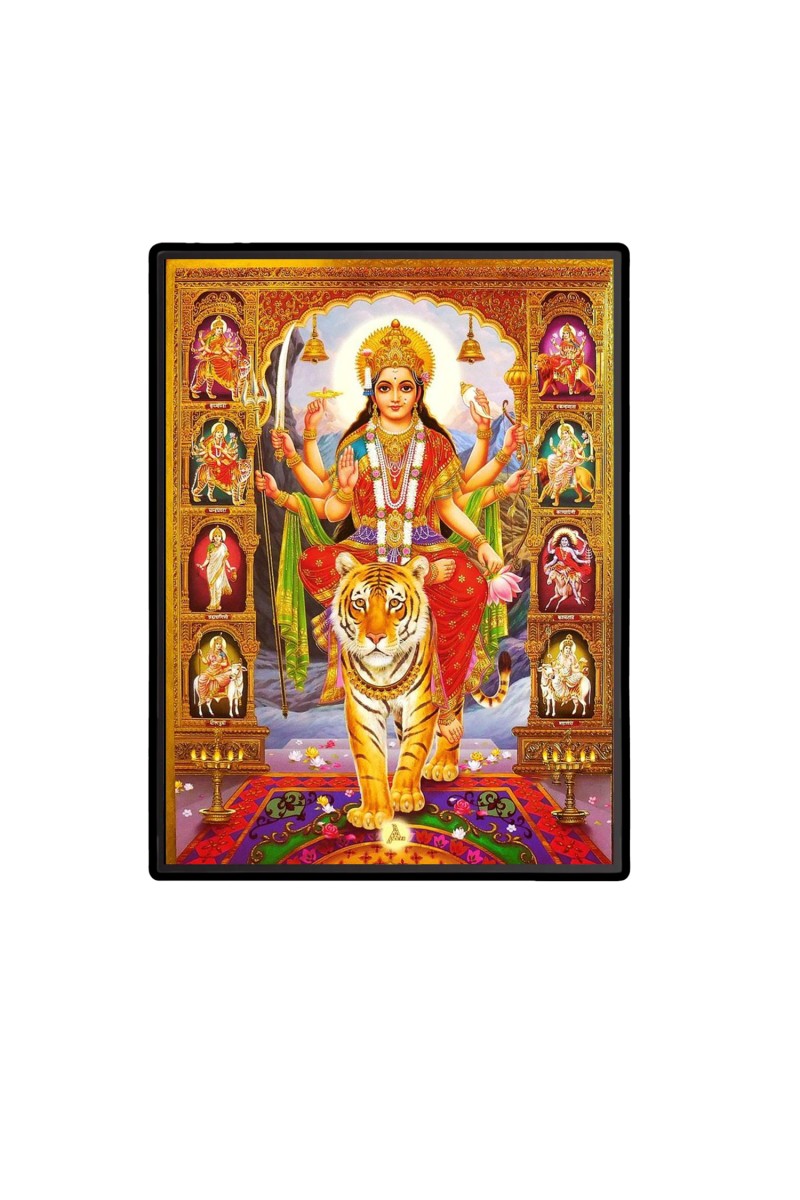 Nava Maa Durga Laminated Photo  - 5x7 Inches, Divine Blessings for Home & Office and Temple Decoration