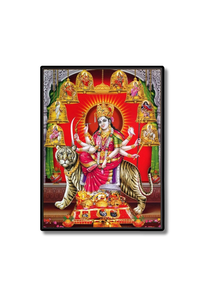 Nava Maa Durga Laminated Photo  - 5x7 Inches, Divine Blessings for Home & Office and Temple Decoration