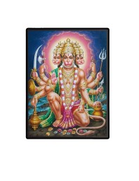 Panchamukhi Sri Hanuman Laminated Photo  - 5x7 Inches, Divine Blessings for Home & Office and Temple Decoration